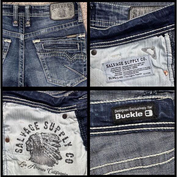 Buckle Salvage Jeans Men Havoc Straight Slim Fit Denim Moto 30R Biker Grunge Y2K - Picture 8 of 9